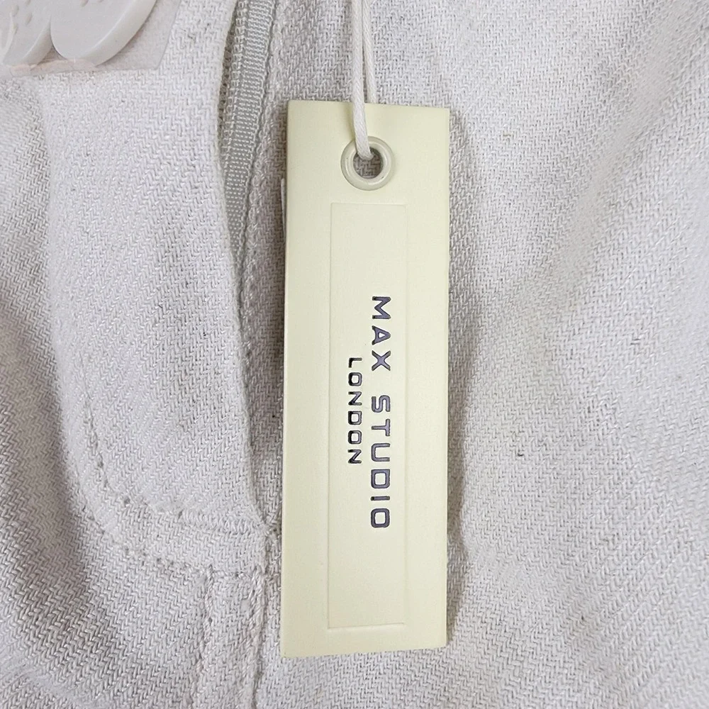 Max Studio Skirt Womens M White Cargo Maxi Twill Pockets Front Slit NWT $128